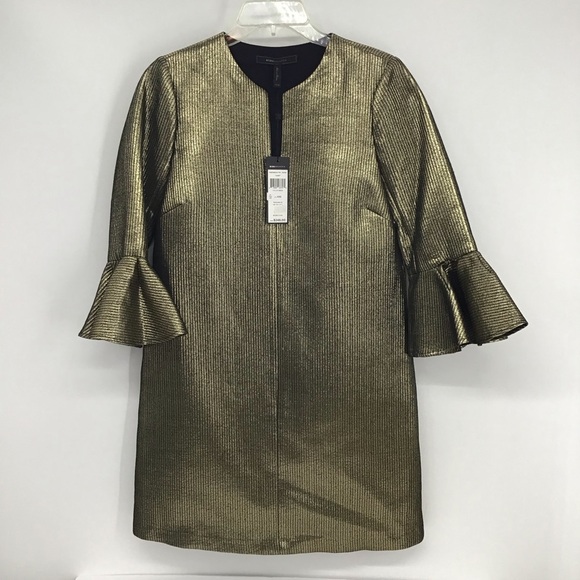 BCBGMaxAZARIA NWT “Judy” Gold Metallic Textured Sheath Dress Party Size XXS - Picture 10 of 10